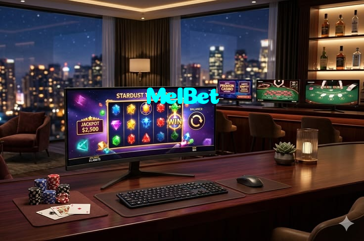 MelBet casino presented on mobile device in Pakistan with slots and live games